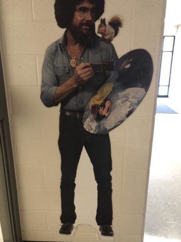 Did you know theres this photo of Bob Ross with a squirrel in the Art Hallway?