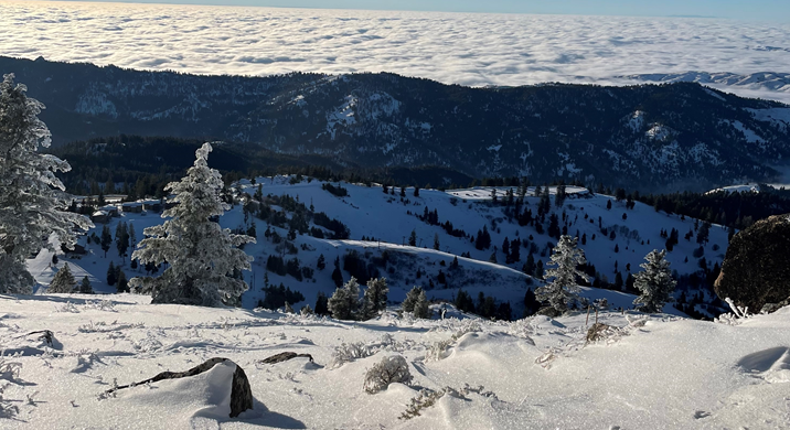 Looking out from above the clouds at bogus basin