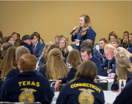 A member sharing her opinion at the FFA convention.