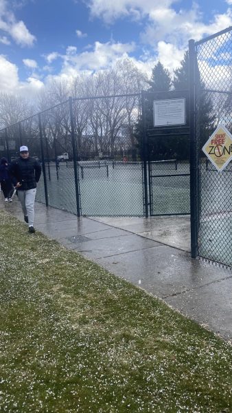 Tennis match against Boise cancelled because of hail.