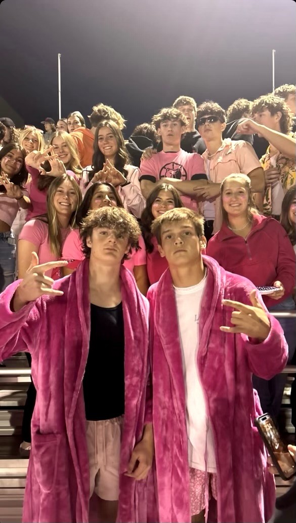 Students in the student section at a football game which is some of their favorite parts of this year!

pictured: Tanner Thorton and Brady Abbott
