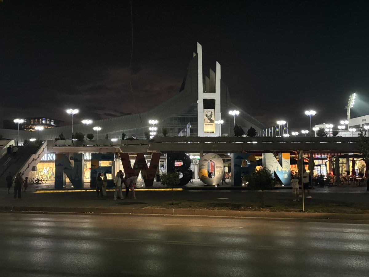 NEWBORN monument in Pristina, Kosovo symbolizing the countries newborn independence.