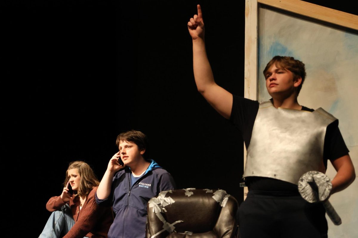 Jenna Bierman (left) Ethan Grime (middle) and Caleb Taylor (right) perform scenes from “Granted.”