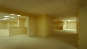 A photo of a Scene from A24's backrooms movie.