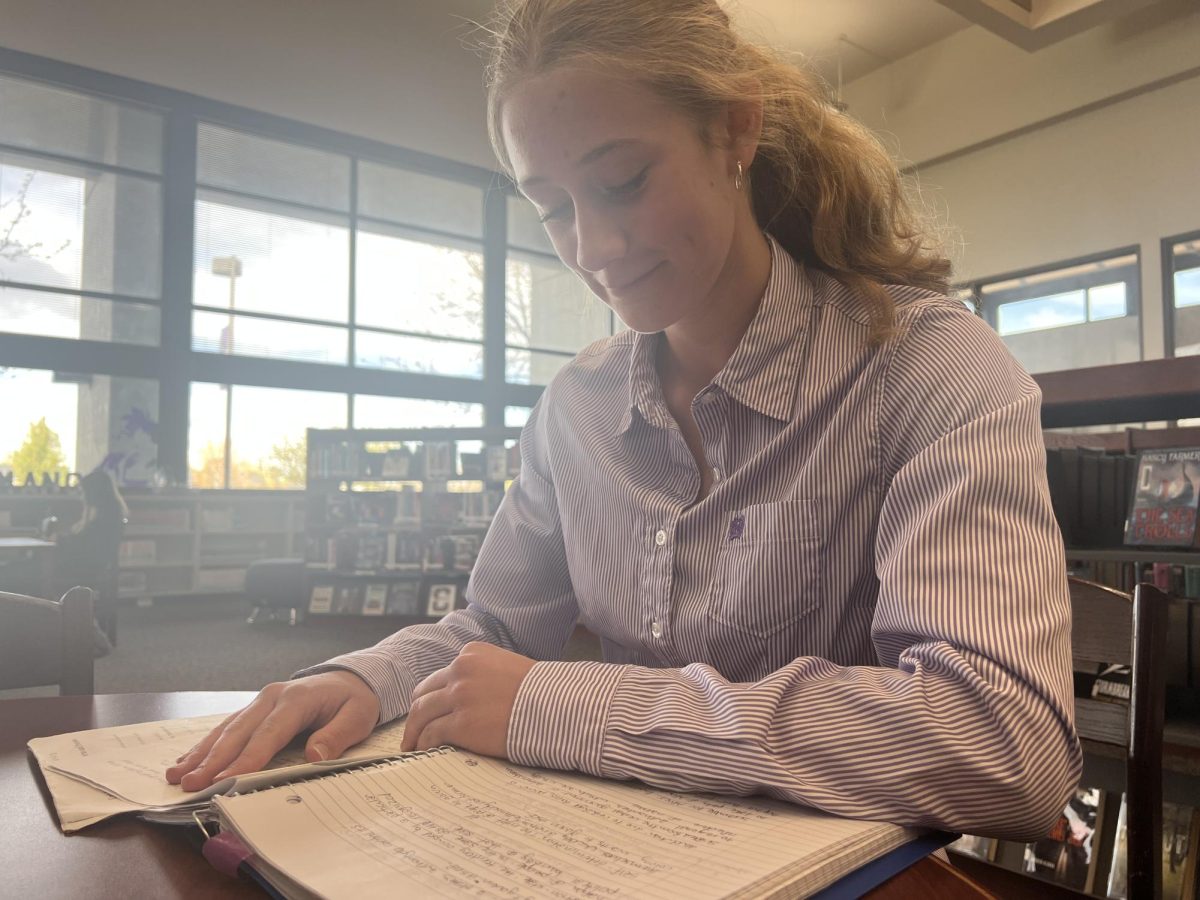 Teagan Tanous studying for the AP exams in May